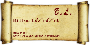 Billes Lóránt névjegykártya
